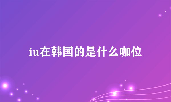iu在韩国的是什么咖位