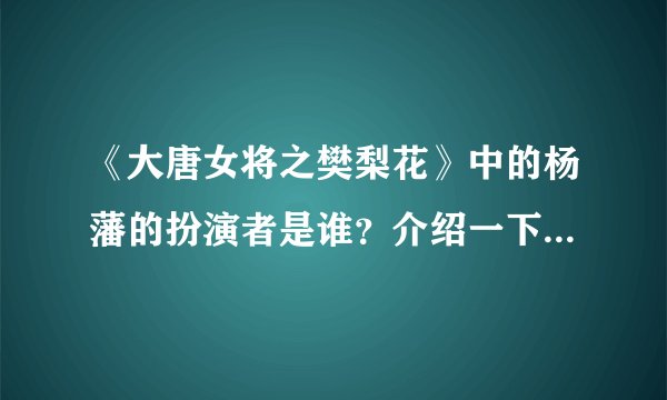 《大唐女将之樊梨花》中的杨藩的扮演者是谁？介绍一下，谢谢！