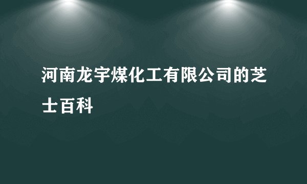河南龙宇煤化工有限公司的芝士百科