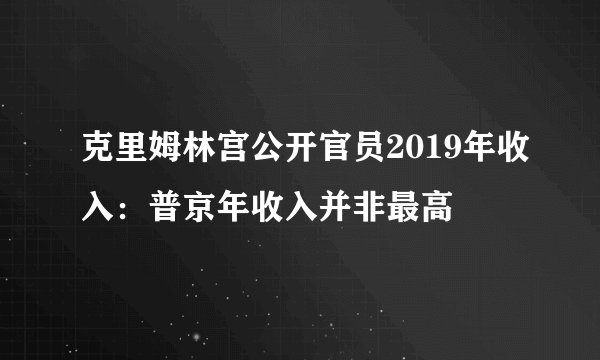 克里姆林宫公开官员2019年收入：普京年收入并非最高