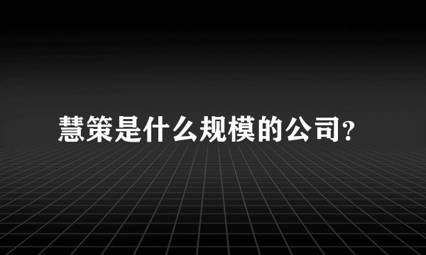 慧策是什么规模的公司？