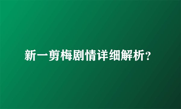 新一剪梅剧情详细解析？