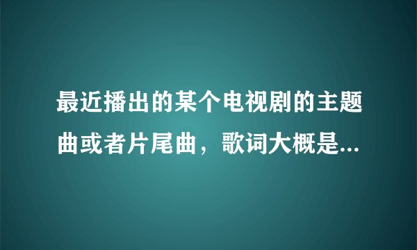 最近播出的某个电视剧的主题曲或者片尾曲，歌词大概是“一颗（什么）一个人，一个（什么）一段情”