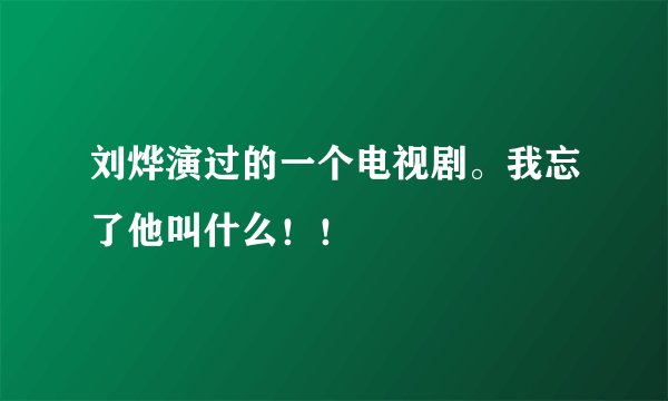 刘烨演过的一个电视剧。我忘了他叫什么！！
