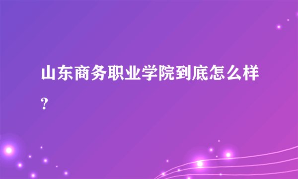 山东商务职业学院到底怎么样？
