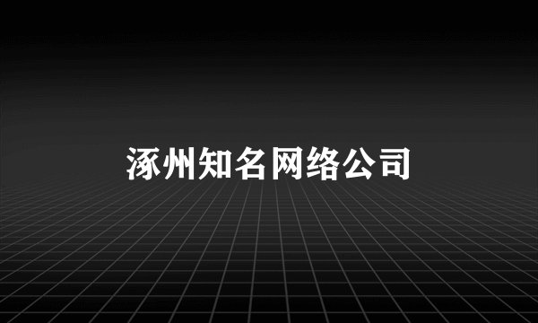 涿州知名网络公司