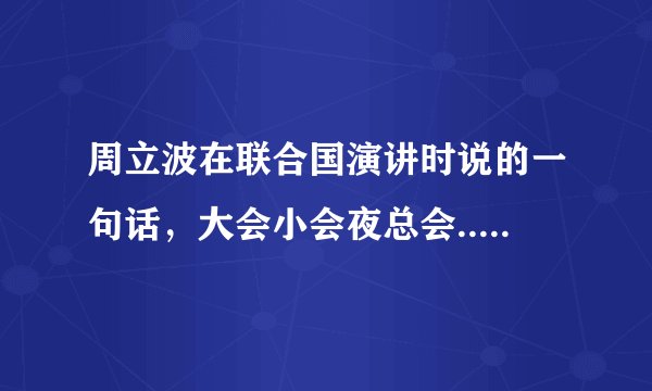 周立波在联合国演讲时说的一句话，大会小会夜总会....什么什么的。请问那整句话是什么。