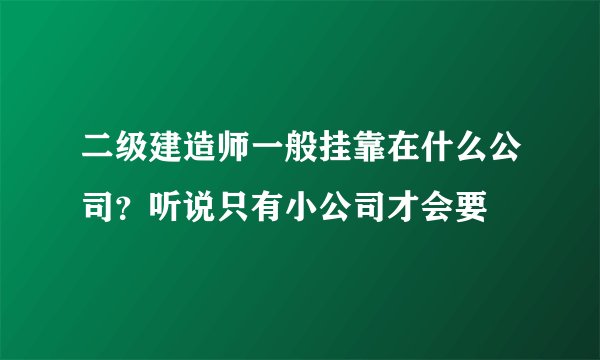 二级建造师一般挂靠在什么公司？听说只有小公司才会要