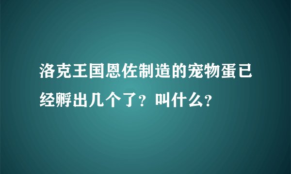 洛克王国恩佐制造的宠物蛋已经孵出几个了？叫什么？