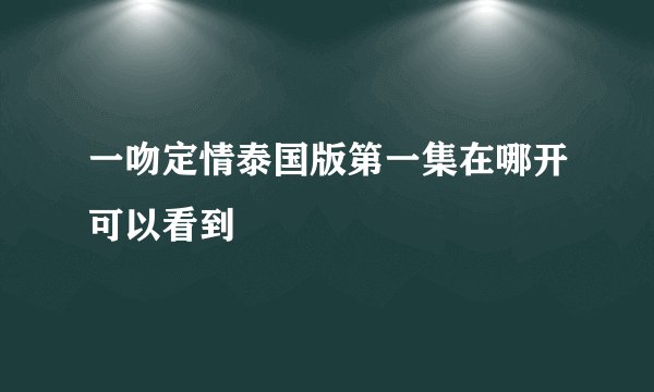 一吻定情泰国版第一集在哪开可以看到