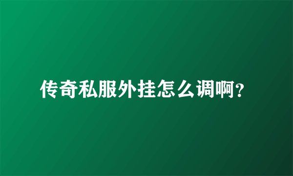 传奇私服外挂怎么调啊？