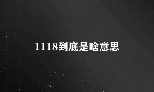 1118到底是啥意思