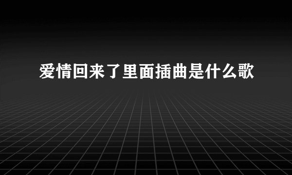爱情回来了里面插曲是什么歌