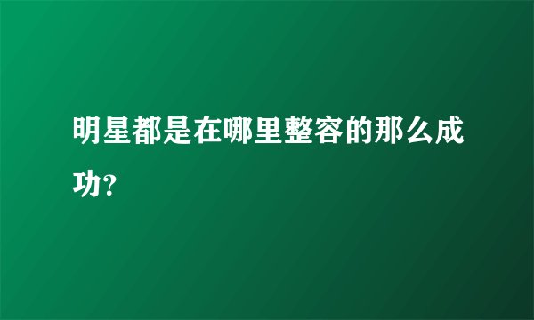 明星都是在哪里整容的那么成功？