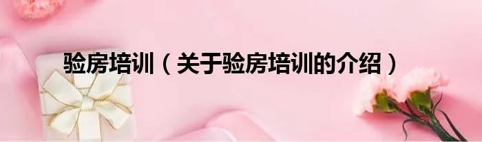 验房培训（关于验房培训的介绍）