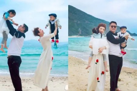 金巧巧晒一家四口 全家福甜蜜满分