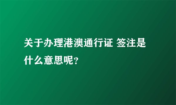 关于办理港澳通行证 签注是什么意思呢？
