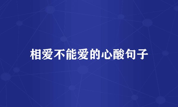 相爱不能爱的心酸句子