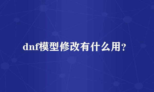 dnf模型修改有什么用？