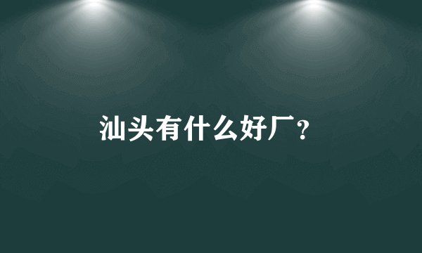 汕头有什么好厂？
