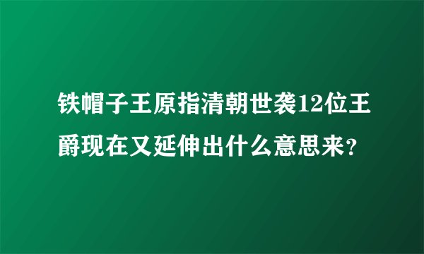铁帽子王原指清朝世袭12位王爵现在又延伸出什么意思来？