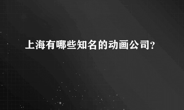 上海有哪些知名的动画公司？
