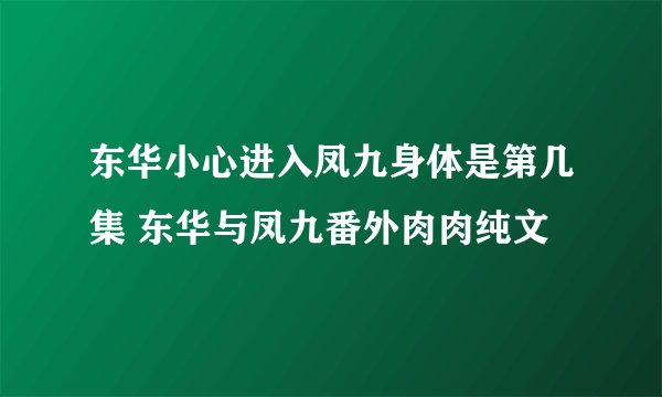 东华小心进入凤九身体是第几集 东华与凤九番外肉肉纯文