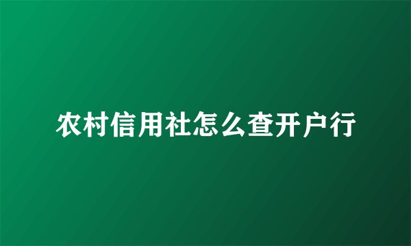 农村信用社怎么查开户行
