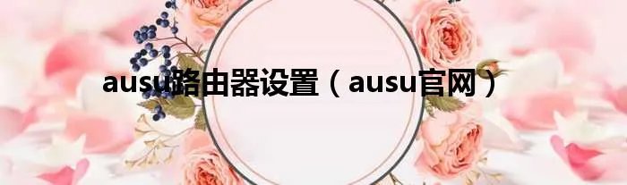 ausu路由器设置（ausu官网）