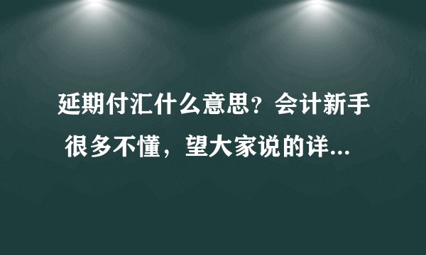 延期付汇什么意思？会计新手 很多不懂，望大家说的详细些，谢谢！