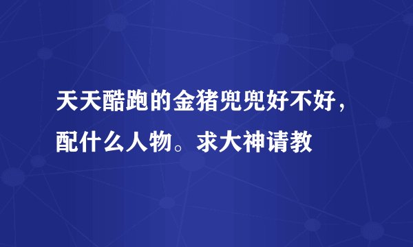 天天酷跑的金猪兜兜好不好，配什么人物。求大神请教