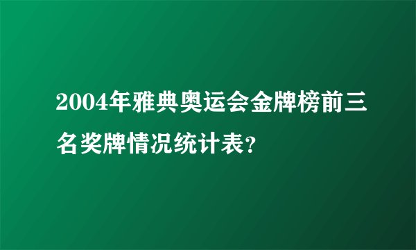 2004年雅典奥运会金牌榜前三名奖牌情况统计表？
