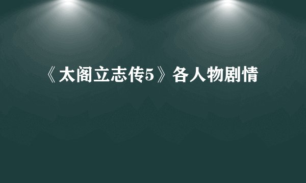 《太阁立志传5》各人物剧情