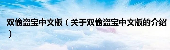 双偷盗宝中文版（关于双偷盗宝中文版的介绍）