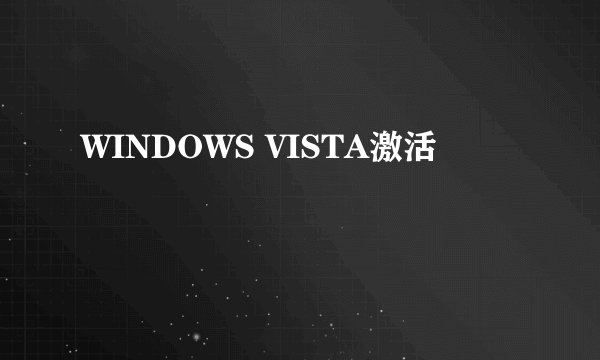 WINDOWS VISTA激活