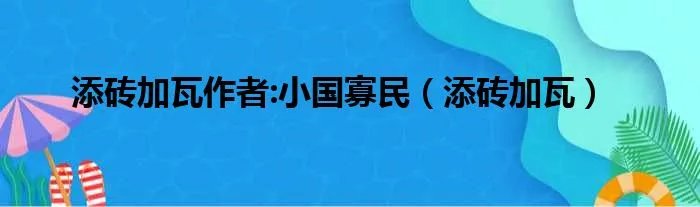 添砖加瓦作者:小国寡民（添砖加瓦）