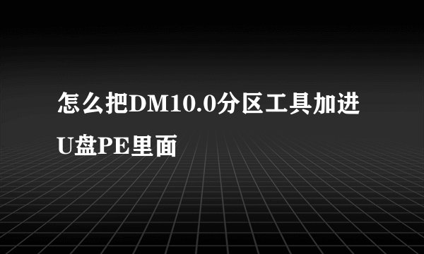 怎么把DM10.0分区工具加进U盘PE里面