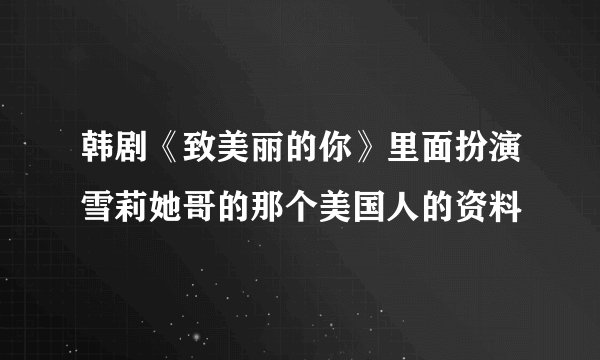 韩剧《致美丽的你》里面扮演雪莉她哥的那个美国人的资料