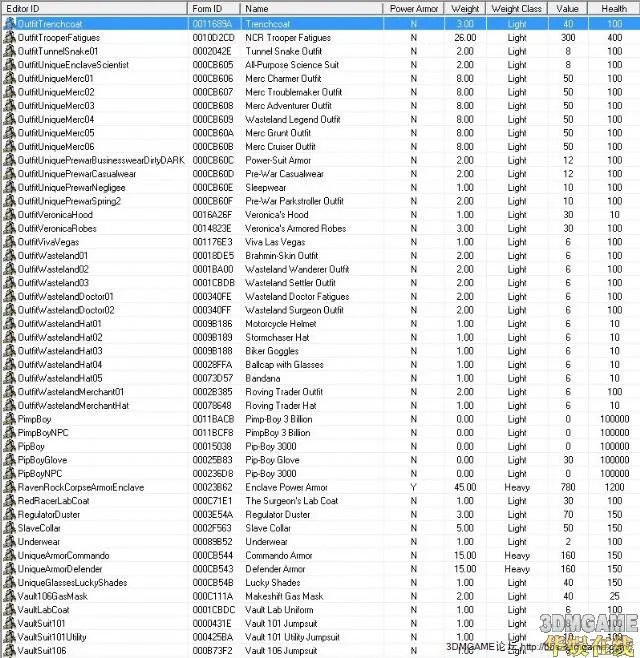 辐射新维加斯全控制台代码解析 辐射新维加斯作弊码