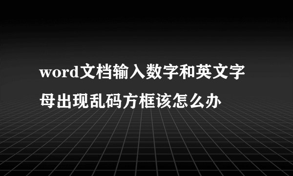 word文档输入数字和英文字母出现乱码方框该怎么办