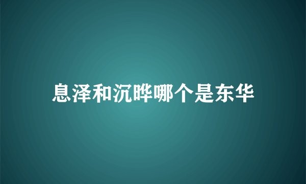 息泽和沉晔哪个是东华