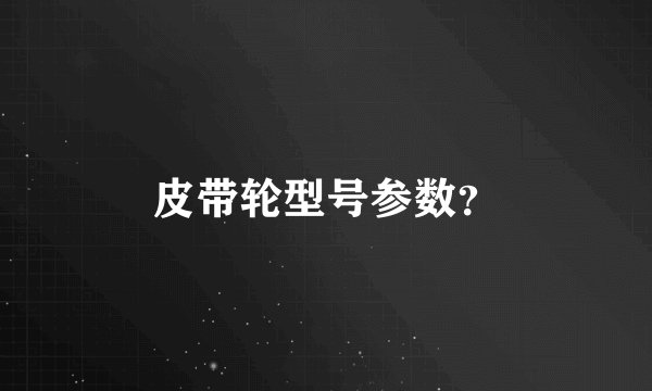 皮带轮型号参数？