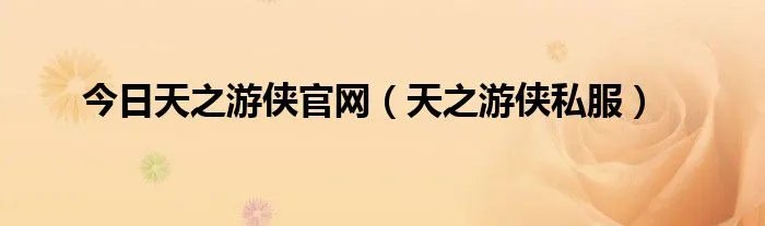 今日天之游侠官网（天之游侠私服）