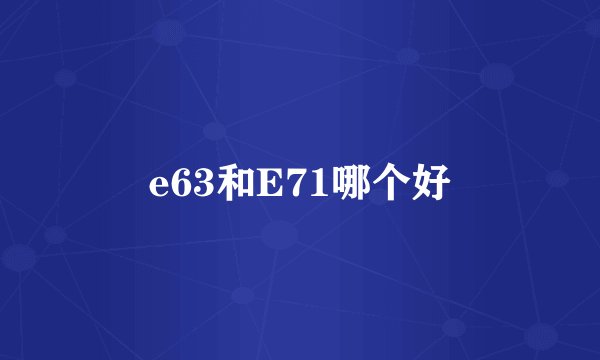 e63和E71哪个好