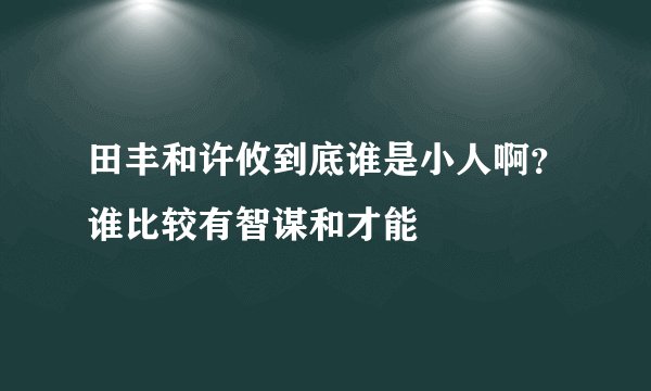 田丰和许攸到底谁是小人啊？谁比较有智谋和才能