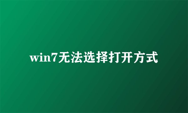win7无法选择打开方式