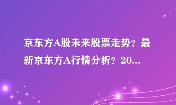 京东方A股未来股票走势？最新京东方A行情分析？2021京东方A股价？