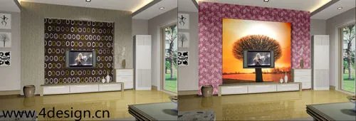 怎样做电视墙壁纸效果图