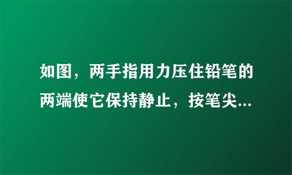 如图，两手指用力压住铅笔的两端使它保持静止，按笔尖的手指较疼，说明压力大小相同时，受力面积越小，压力作用效果越______(选填“明显”或“不明显”）。左手对铅笔的压力______右手对铅笔的压力，左手指所受的压强______右手指所受的压强（两空均选填“大于”、“小于”或“等于”）。