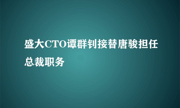 盛大CTO谭群钊接替唐骏担任总裁职务